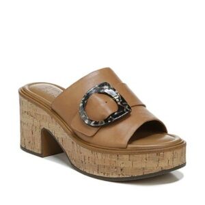 Naturalizer Clara Brown Chunky Heeled Slip On Sandals